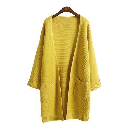 Women Long cardigan style Sweater Coat-Orange S031-S-JadeMoghul Inc.