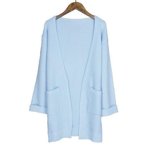 Women Long cardigan style Sweater Coat-sky blueS031-S-JadeMoghul Inc.