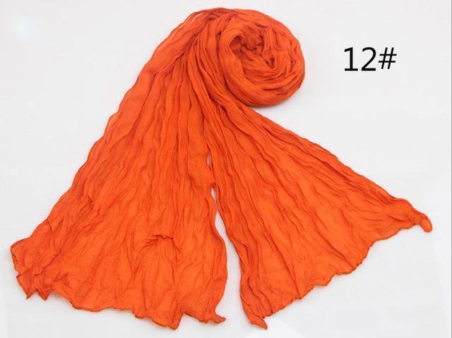 Women Long Cotton Crush Scarf In Solid Colors-12-JadeMoghul Inc.
