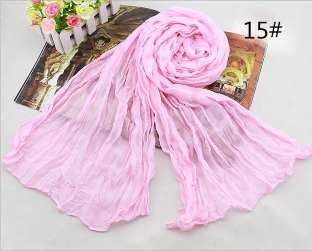 Women Long Cotton Crush Scarf In Solid Colors-15-JadeMoghul Inc.