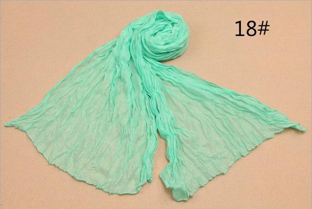 Women Long Cotton Crush Scarf In Solid Colors-18-JadeMoghul Inc.