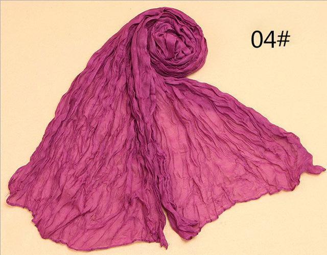 Women Long Cotton Crush Scarf In Solid Colors-4-JadeMoghul Inc.