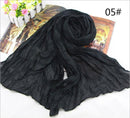 Women Long Cotton Crush Scarf In Solid Colors-5-JadeMoghul Inc.