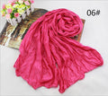 Women Long Cotton Crush Scarf In Solid Colors-6-JadeMoghul Inc.