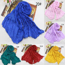 Women Long Cotton Crush Scarf In Solid Colors-Message color encodi-JadeMoghul Inc.