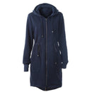 Women Long Hooded Zipper Coat-Dark blue-S-JadeMoghul Inc.