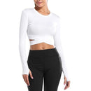 Women Long Sleeve Running Shirts Sexy Exposed Navel Yoga T-shirts Solid Sports Shirts Quick Dry Fitness Gym Crop Tops Sport Wear JadeMoghul Inc. 