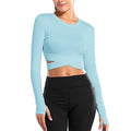 Women Long Sleeve Running Shirts Sexy Exposed Navel Yoga T-shirts Solid Sports Shirts Quick Dry Fitness Gym Crop Tops Sport Wear JadeMoghul Inc. 