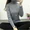 Women Long Sleeve Turtle Neck Cable Knit Sweater-Gray-S-JadeMoghul Inc.