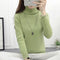 Women Long Sleeve Turtle Neck Cable Knit Sweater-Green-S-JadeMoghul Inc.
