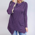 Women Long Sleeved Asymmetrical Warm Top-Purple-S-JadeMoghul Inc.