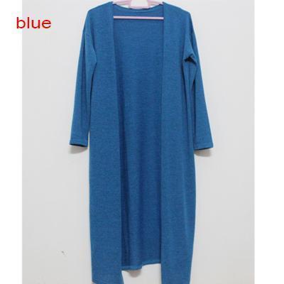 Women Long Slit side Cardigan Sweater-blue-One Size-JadeMoghul Inc.