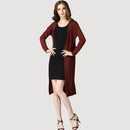Women Long Slit side Cardigan Sweater-brown-One Size-JadeMoghul Inc.