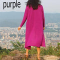 Women Long Slit side Cardigan Sweater-purple-One Size-JadeMoghul Inc.