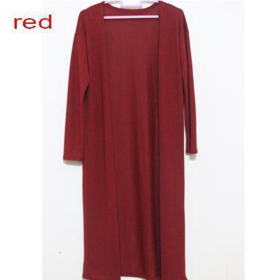 Women Long Slit side Cardigan Sweater-red-One Size-JadeMoghul Inc.