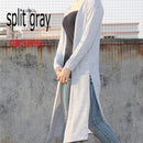 Women Long Slit side Cardigan Sweater-slit gray-One Size-JadeMoghul Inc.