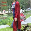Women Long Slit side Cardigan Sweater-slit red-One Size-JadeMoghul Inc.