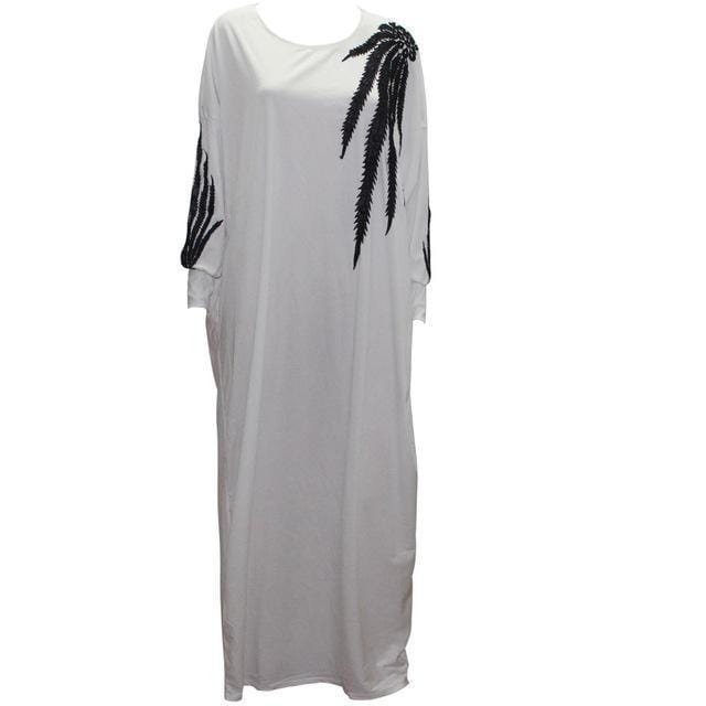 Women loose Cut Batwing Sleeves Maxi Dress-white-One Size-JadeMoghul Inc.