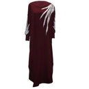 Women loose Cut Batwing Sleeves Maxi Dress-wine red-One Size-JadeMoghul Inc.