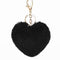 Women Lovely Heart Shaped Pom Poms Faux Fur Ball Key Ring / Bag Charm-black-JadeMoghul Inc.