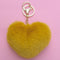 Women Lovely Heart Shaped Pom Poms Faux Fur Ball Key Ring / Bag Charm-Gold-JadeMoghul Inc.