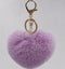 Women Lovely Heart Shaped Pom Poms Faux Fur Ball Key Ring / Bag Charm-Purple-JadeMoghul Inc.