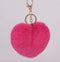 Women Lovely Heart Shaped Pom Poms Faux Fur Ball Key Ring / Bag Charm-rose pink-JadeMoghul Inc.