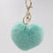 Women Lovely Heart Shaped Pom Poms Faux Fur Ball Key Ring / Bag Charm-Turquoise green-JadeMoghul Inc.