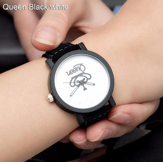 Women Lovers Wristwatch - Men Fashion Quartz Watch-WhiteBlackQUEEN-JadeMoghul Inc.