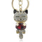 Women Lucky Smile Cat Crystal Rhinestone Key Ring / Bag Charm-Black-JadeMoghul Inc.