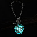 Women Luminous Glow in Dark Heart Shaped Pendant Bracelet-Light Blue-JadeMoghul Inc.
