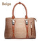 Women luxurious Snake Print Embossed Patent Leather Hand Bag-Beige-About 35cm 13cm 24cm-JadeMoghul Inc.