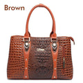 Women luxurious Snake Print Embossed Patent Leather Hand Bag-Brown-About 35cm 13cm 24cm-JadeMoghul Inc.