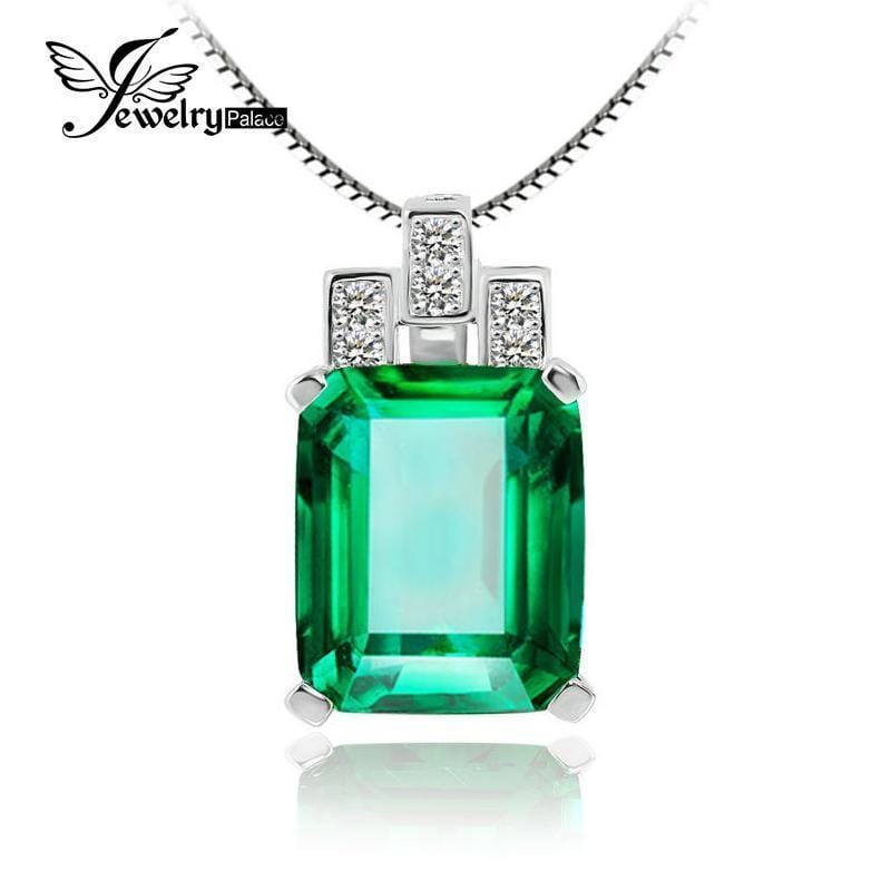 Women Luxury 925 Sterling Silver Emerald Pendant--JadeMoghul Inc.