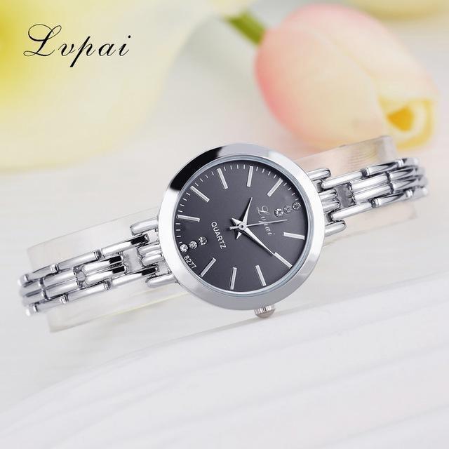 Women Luxury Dress Wear Bracelet Wrist Watch-Silver Black-JadeMoghul Inc.