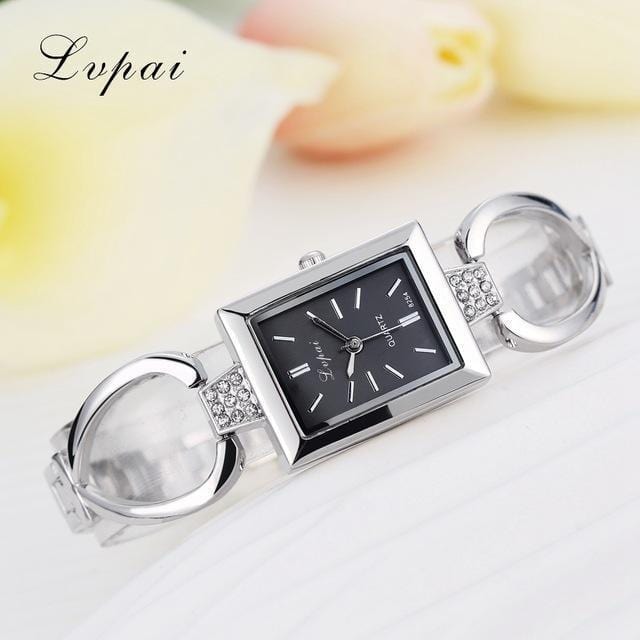 Women Luxury Dress Wear Bracelet Wrist Watch-Silver Black 2-JadeMoghul Inc.