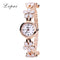 Women Luxury Enamel Daisy Flower Strap And Crystal Gold Watch-White-JadeMoghul Inc.