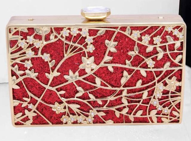 Women Luxury Evening Clutch With Diamond And Crystal Detailing-red-JadeMoghul Inc.