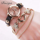 Women Luxury Rose Gold Heart Leather Wristwatches