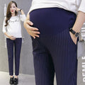 Women Maternity Cotton Striped Pants-Blue-M-JadeMoghul Inc.