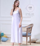 Women Maxi Silk Night Gown In Solid Colors-White-XXXL-JadeMoghul Inc.