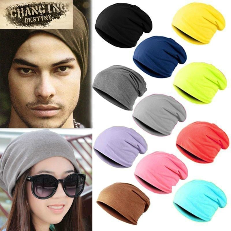 Women / Men Unisex Cotton Blend Slouch Beanie/ Hat-White-JadeMoghul Inc.