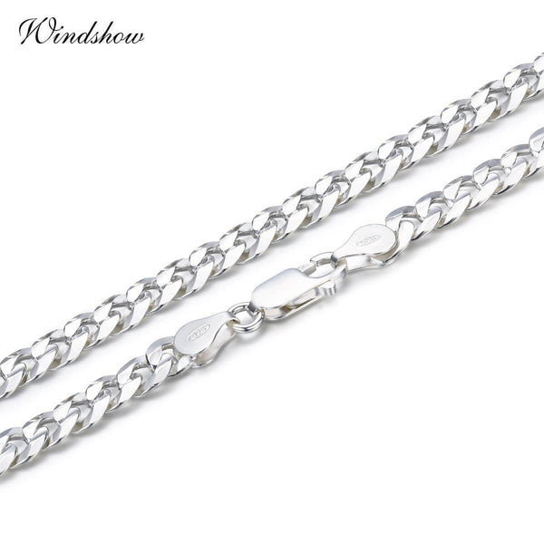 Women / Men Unisex Pure 925 Sterling Silver Curb Chain Link Necklace-50cm 4mm-JadeMoghul Inc.