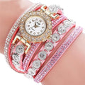 Women Multi layer Leather and Crystal Bracelet Watch-Pink-United States-JadeMoghul Inc.
