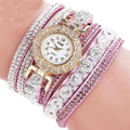 Women Multi layer Leather and Crystal Bracelet Watch-Purple-United States-JadeMoghul Inc.