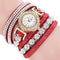 Women Multi layer Leather and Crystal Bracelet Watch-Red-United States-JadeMoghul Inc.