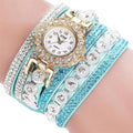 Women Multi layer Leather and Crystal Bracelet Watch-Sky Blue-United States-JadeMoghul Inc.
