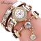 Women Multi Layer Leather And Crystal Charm Bracelet Watch-Brown-JadeMoghul Inc.
