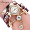 Women Multi Layer Leather And Crystal Charm Bracelet Watch-Purple-JadeMoghul Inc.