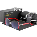 Women Oval Shaped Colored Metal frame Sunglasses With 100% UV 400 Protection-Red-China-JadeMoghul Inc.